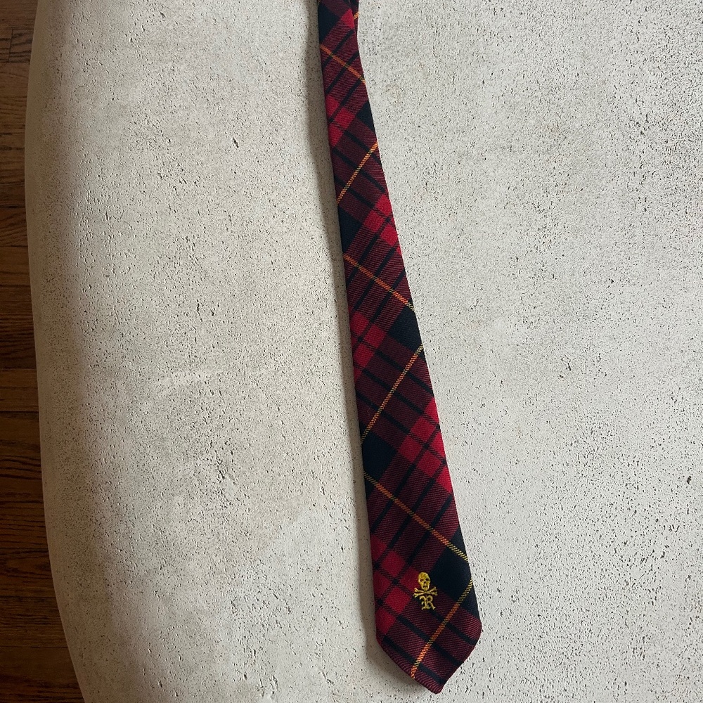 Rugby Ralph Lauren plaid tartan wool skull old boys tie
